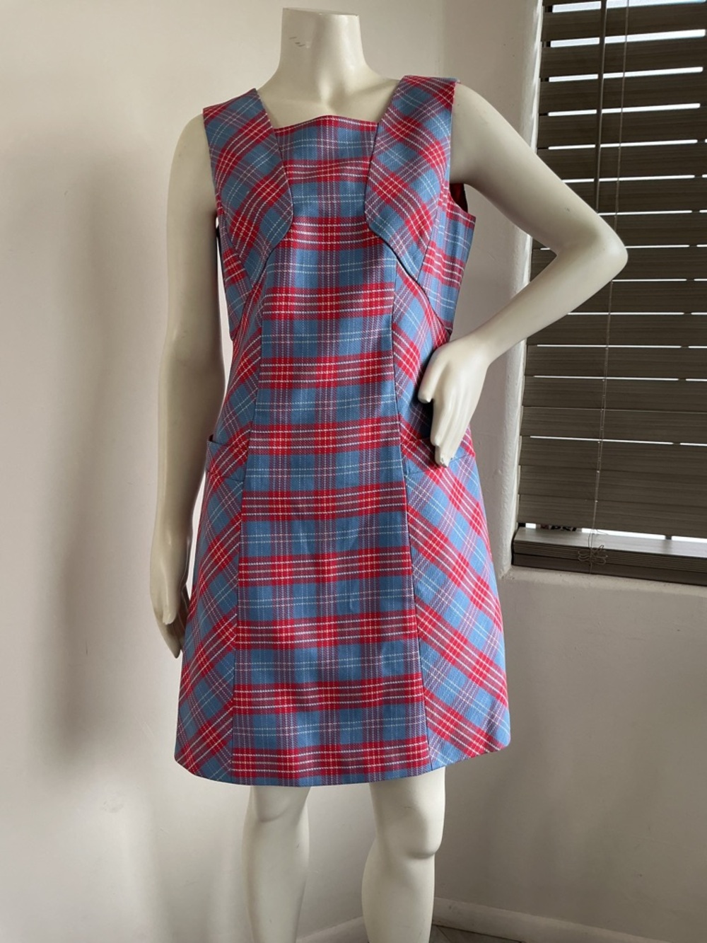 Brooks Brothers Woven Plaid Tweed Dress Structured A-Line Preppy Classic Sz8